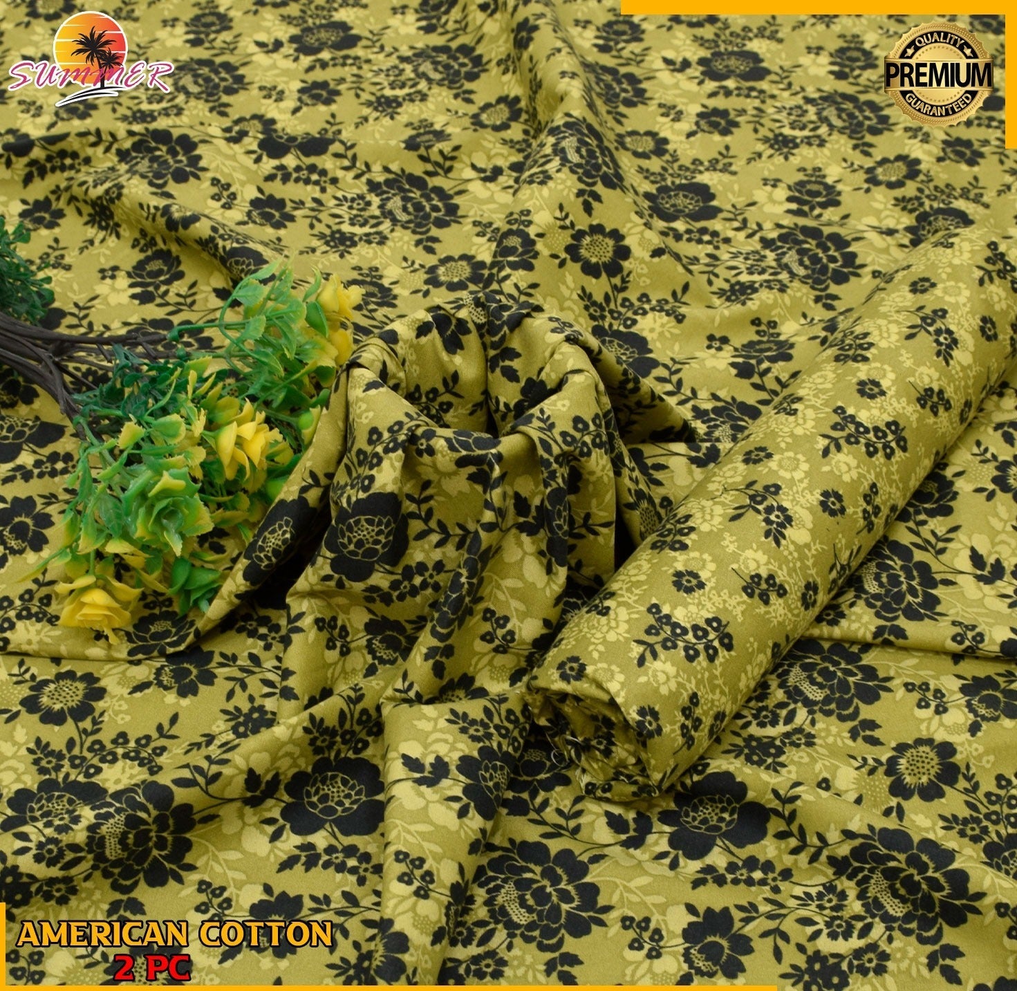 2PC Roma Linen Suite Digital Print (Design BZF-12177)