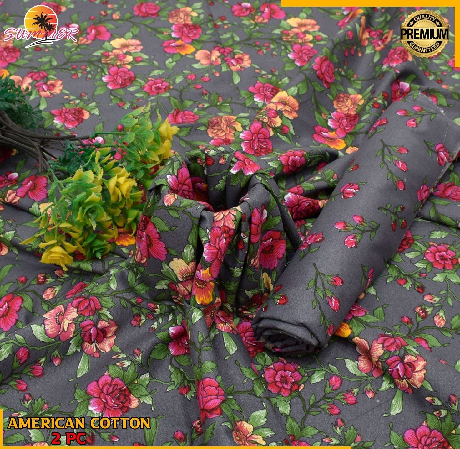 2PC Roma Linen Suite Digital Print (Design BZF-12178)