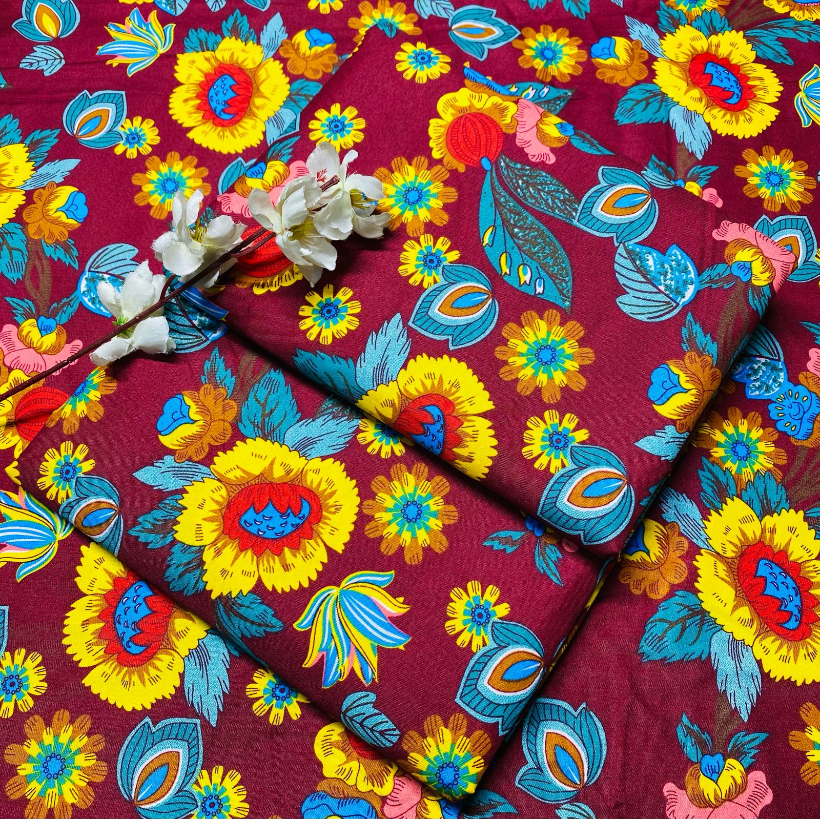 2PC Roma Linen Suite Digital Print (Design BZF-12176)